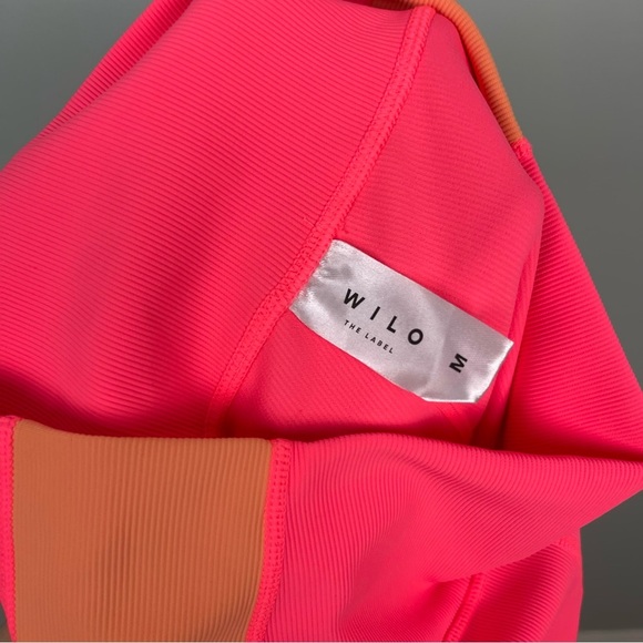Wilo The Label Pink and Orange Color-Block Ribbed Leggings - Picture 7 of 7